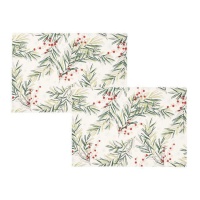 Sets de table en fleurs de baies rouges 48 x 33 cm - 2 pcs.