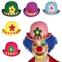 Chapeau melon de clown en feutre assorti - 1 pièce