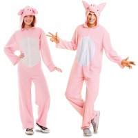 Costume de cochon rose et blanc pour adultes