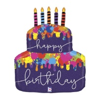 Happy Birthday Cake Ballon avec bougies 76 cm - Grabo