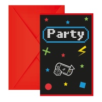 Invitations jeux vidéo party gamer - 6 unités