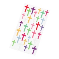 Autocollant 3D avec des formes de croix colorées - 32 pièces.