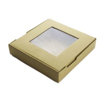 Boîte à biscuits en kraft avec fenêtre 17,3 x 17,3 cm - Pastkolor