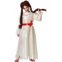 Costume de poupée diabolique avec robe longue pour filles