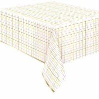 Nappe à carreaux métalliques dorés 1,37 x 2,13 m