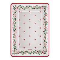 Plateau de Noël rectangulaire avec fleurs de gui 25 x 34 cm - 2 pcs.