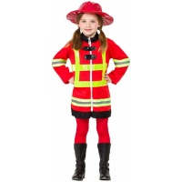 Costume de pompier rouge et jaune pour filles