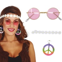 Kit de hippie avec bandeau, boucles d'oreilles et lunettes