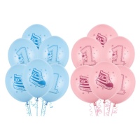 Ballons latex premier anniversaire 30 cm - PartyDeco - 6 pcs.