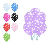 Ballons en latex à pois blancs 30 cm - PartyDeco - 6 pcs.