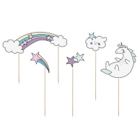 Dessus de gâteau licorne - 5 pcs.