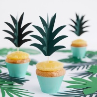 Piques à cupcake en forme de feuille d'ananas - 6 pcs.