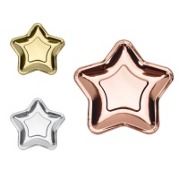 Assiettes métalliques en forme d'étoile de 18 cm - 6 pièces