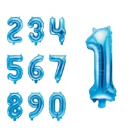 Mini ballon numéro bleu 35 cm - PartyDeco