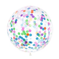 Ballon géant en latex avec confettis colorés 1 m - PartyDeco - 1 unité