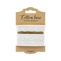 Ruban de dentelle en coton blanc de 1,5 m - 2 pcs.