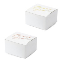 Boîte de remerciement blanche carrée de 6 cm - 10 pièces