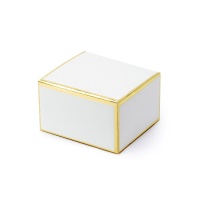 Boîte carrée blanche avec bordure dorée de 6 cm - 10 pcs.