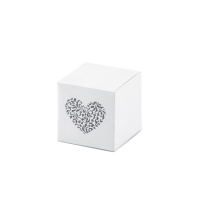 Boîte carrée blanche avec un coeur de 5 cm - 10 pcs.