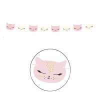 Guirlande de chats rose et blanche - 3 m