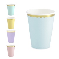 Tasses de 220 ml avec bordure dorée - 6 unités