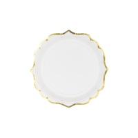 assiettes blanches de 18 cm avec bordure dorée - 6 pcs.