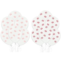 Ballons en latex blancs avec lèvres 30 cm - PartyDeco - 6 pcs.