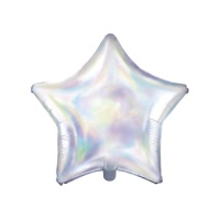 Ballon étoile blanche irisée 48 cm - PartyDeco - 1 unité