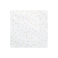 Serviettes de table blanches à pois dorés 16,5 x 16,5 cm - 20 pcs.