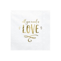 Serviettes de table Amour blanches 16,5 x 16,5 cm - 20 pcs.