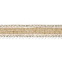 Ruban de raphia avec bordure en dentelle 5 cm - 5 m