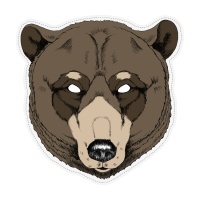 Masque d'ours brun en carton - 1 pc.