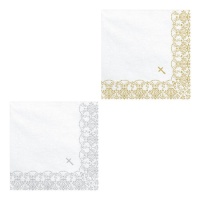 Serviettes avec bordure et croix 16,5 x 16,5 cm - 20 pcs.