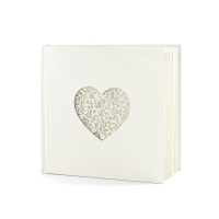 Livre de signature en perles blanches avec détail en forme de coeur