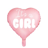 Ballon de baby shower fille coeur rose 48 cm - PartyDeco