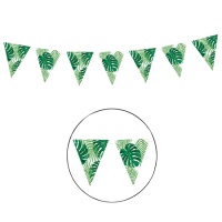 Fanion triangle en papier feuilles tropicales - 2,00 m