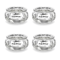 Bougeoir rond en verre argenté 6 x 3 cm - 4 unités