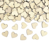 Confettis en bois en forme de coeur de 50 unités
