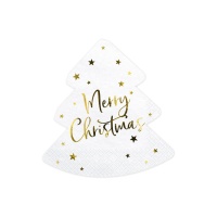 Serviettes en forme de sapin de Noël blanc 16 x 16,5 cm - 20 pcs.