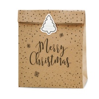 Joyeux Noël 27 x 25 x 11 cm enveloppe cadeau kraft à pois - 3 pcs.