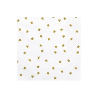 Serviettes de table blanches avec étoiles dorées 16,5 x 16,5 cm - 20 pcs.