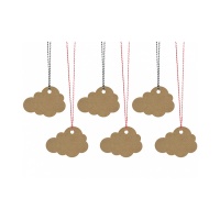 Etiquettes cadeaux en papier kraft en forme de nuage avec fil - 6 pcs.