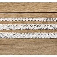 Ruban de dentelle en coton blanc de 1,5 m - 3 pcs.