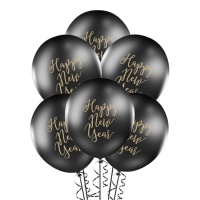 Ballons latex de la Saint-Sylvestre 30 cm noir pastel - PartyDeco - 8 pcs.