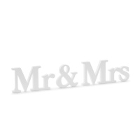 Panneau en bois M. et Mme blanc - 50 x 9,5 cm