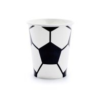 Gobelets ballon de football noir et blanc 260 ml - 6 pièces.