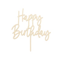 Décor de gâteau en bois Happy Birthday - 1 pièce