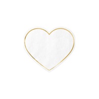 Serviettes de table blanches en forme de coeur 14,5 x 12,5 cm - 20 pcs.