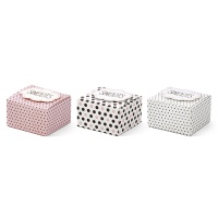 Boîte carrée avec pois et nuages de bonbons - 6 pcs.