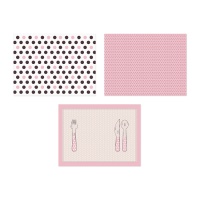 Dessous de table individuels roses et à pois de 30 x 40 cm - 6 unités